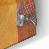 Large abstract wall art featuring autumnal hues on acrylic glass, suitable for bedroom or dining room decor.