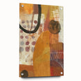 Large abstract wall art depicting fall seasons in warm orange and brown tones on acrylic glass.