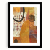 Extra large abstract art print with textured fall colors on canvas, framed in black, suitable for living room decor.
