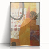 Art deco poster featuring a stylized autumnal scene in warm orange and brown tones on a framed acrylic panel.