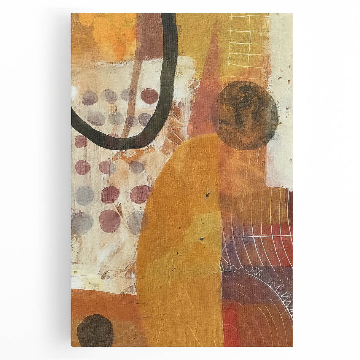 Black and white abstract depiction of fall trees on large stretched canvas, ideal for kitchen wall art.