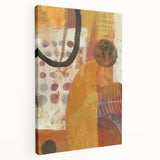 Abstract depiction of autumn with rich orange and brown tones on a large stretched canvas, suitable for kitchen wall art.