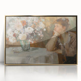 Abstract figurative wall art design in a framed acrylic display, featuring gold accents and a contemporary aesthetic, perfect for modern home decor.