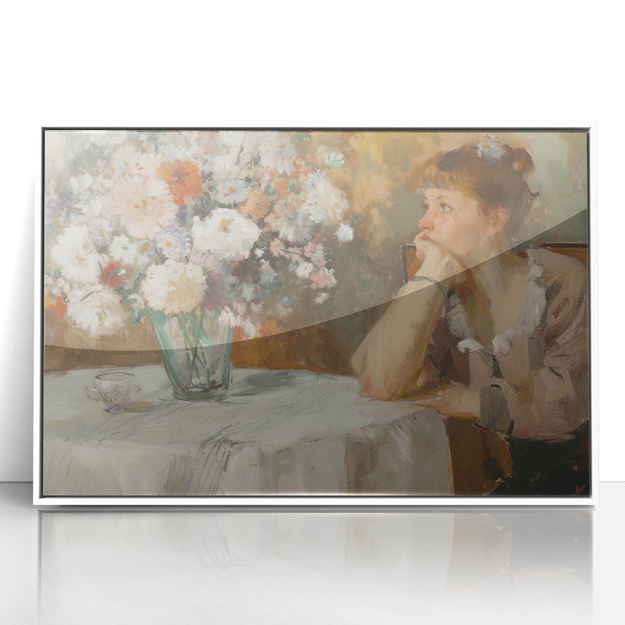 Framed abstract figurative art piece showcasing vibrant colors and dynamic shapes. The artwork is set against a clean white background, emphasizing its modern design. Perfect for contemporary home decor, this piece adds a touch of sophistication and creativity to any room.