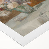 Abstract figurative art print on rolled canvas showcasing vibrant colors and dynamic shapes, ideal for modern home decor, presented in a protective cardboard tube.