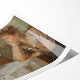 Abstract figurative art print showcasing vibrant colors and dynamic shapes, rolled for delivery in a protective tube, perfect for modern home decor accents.