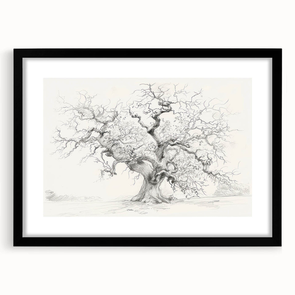 Abstract floral artwork framed in black with a white mat, showcasing vibrant colors and intricate patterns, ideal for modern home decor.