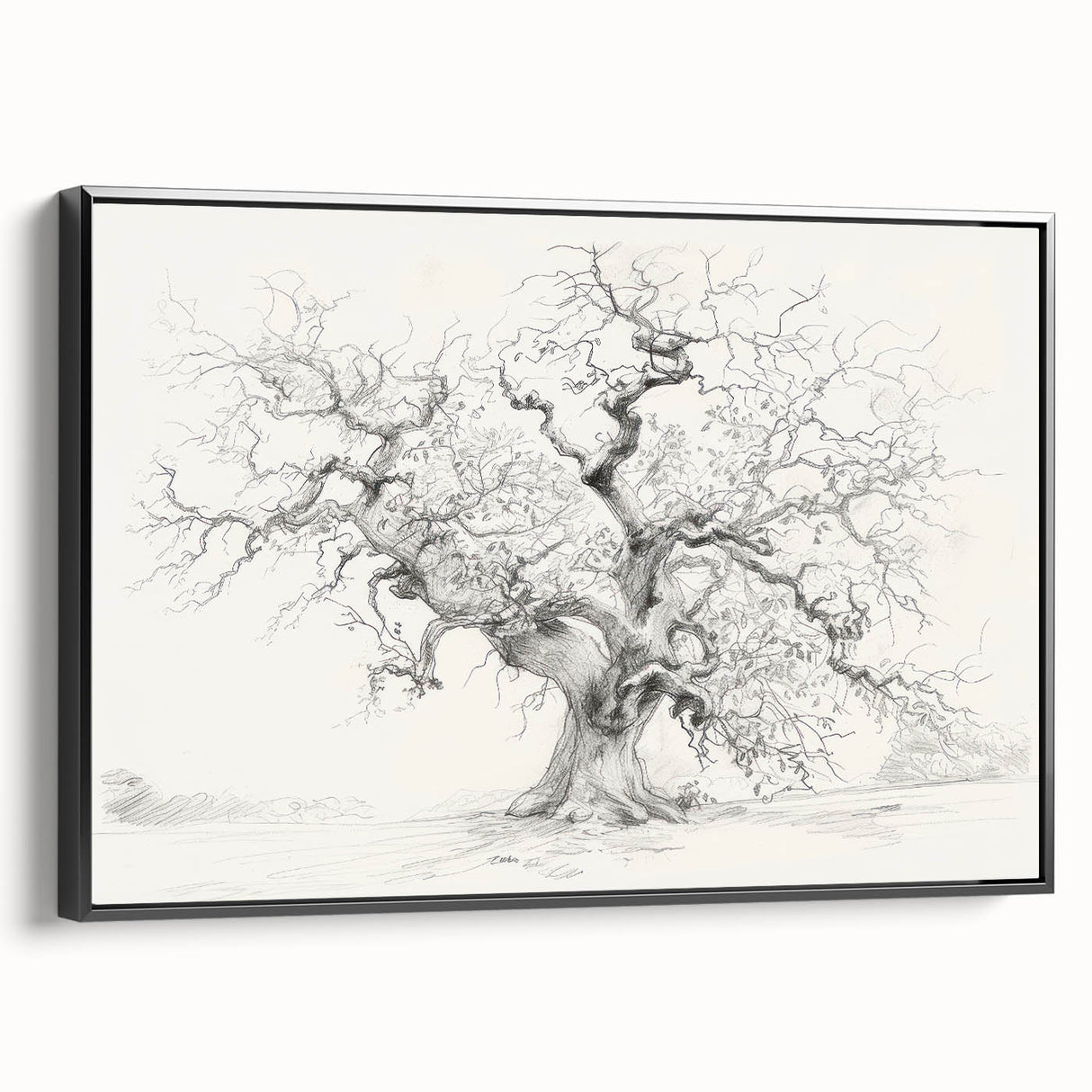 Abstract floral framed canvas artwork showcasing vibrant colors and intricate designs, displayed from the side to highlight its stylish black frame and depth, ideal for modern decor.