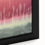 Abstract landscape framed canvas artwork featuring vibrant colors and textured details, showcasing a serene natural scene perfect for home decor.