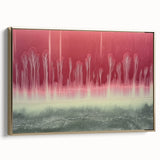 Framed abstract landscape canvas art with gold accents, showcasing a serene view of rolling hills and a sunset, perfect for modern home decor.