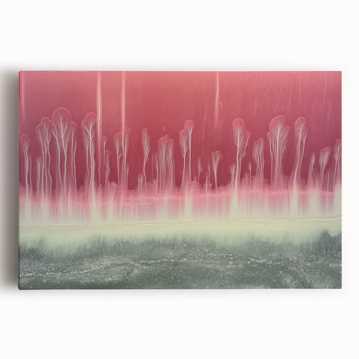 Abstract landscape canvas artwork showcasing vibrant colors and flowing shapes, perfect for modern home decor, enhancing any living space with its dynamic design.