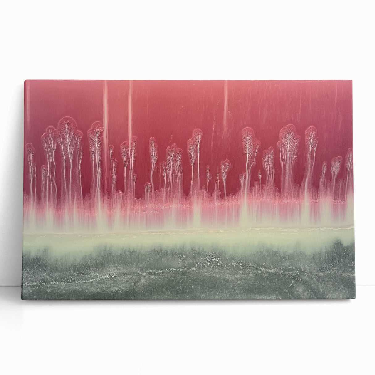 Abstract landscape canvas art showcasing vibrant hues of blue and orange, creating a serene outdoor scene. Perfect for modern home decor and wall aesthetics.