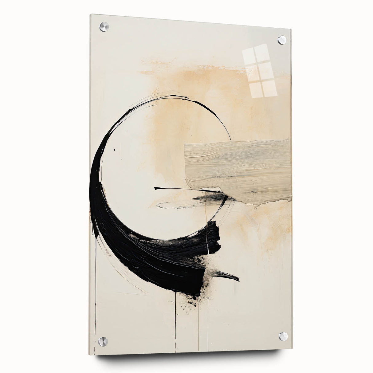 Abstract minimalist wall art design displayed in a side view, showcasing vibrant colors and unique patterns, mounted with pins for an artistic touch.
