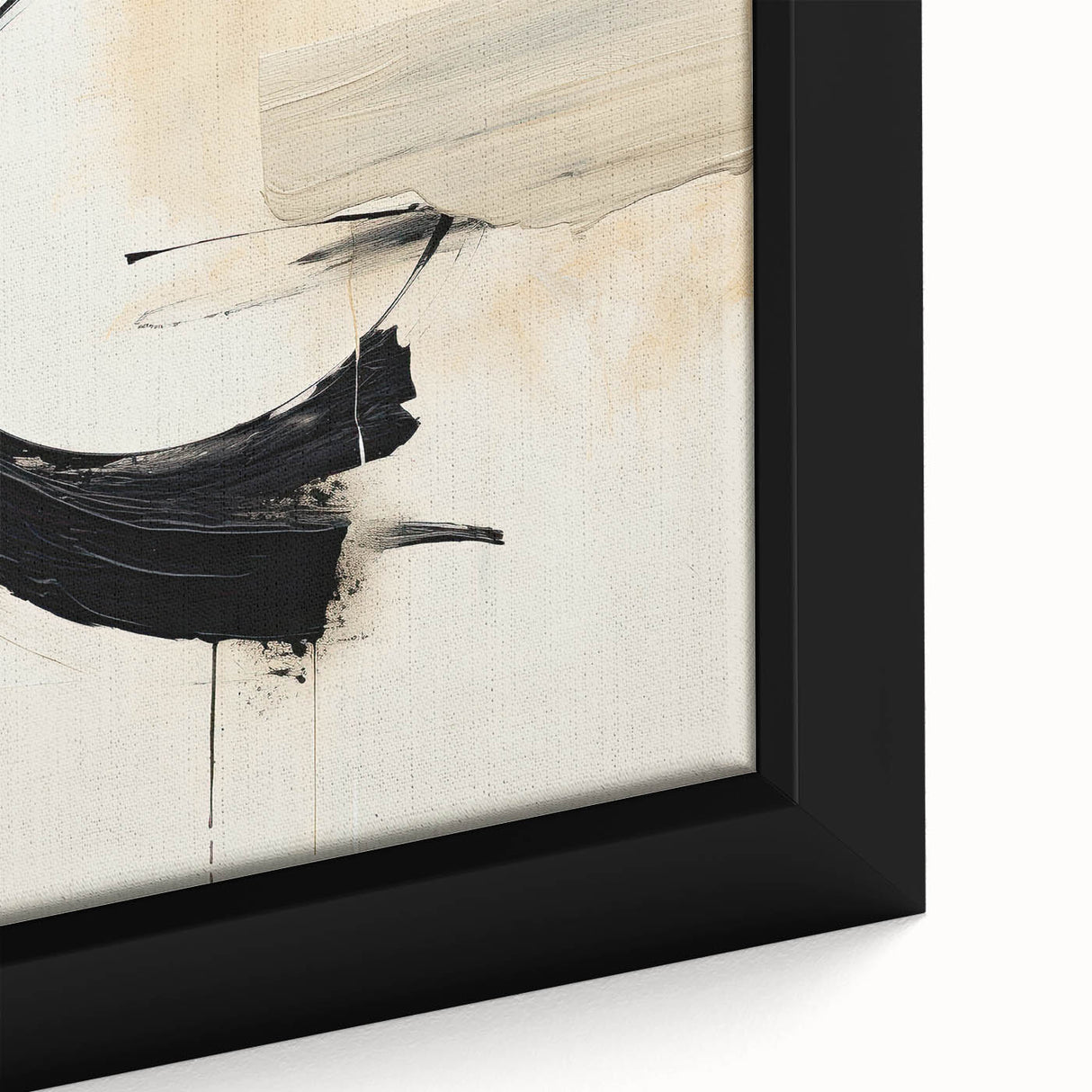 Close-up of framed abstract minimalist wall art featuring soft pastel colors and geometric shapes, perfect for modern home decor enhancement.