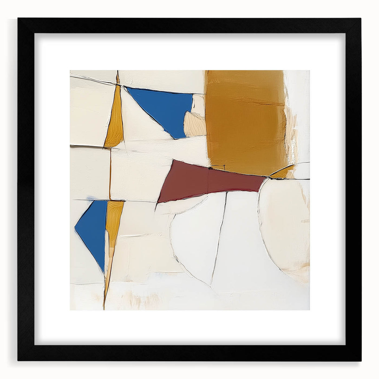Colorful Abstract Wall Art – Geometric Canvas in Blue & Mustard