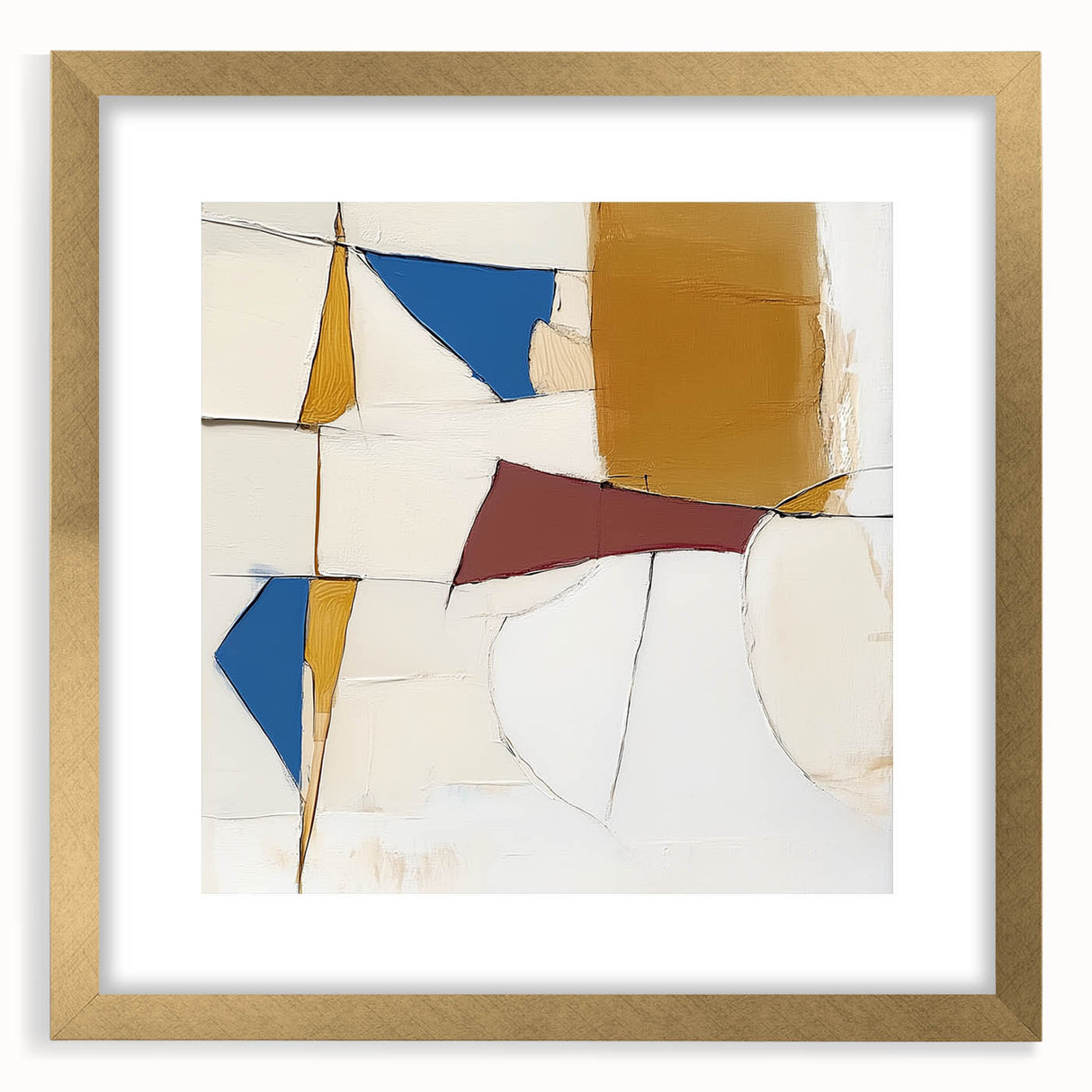 Colorful Abstract Wall Art – Geometric Canvas in Blue & Mustard