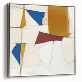 Colorful Abstract Wall Art – Geometric Canvas in Blue & Mustard