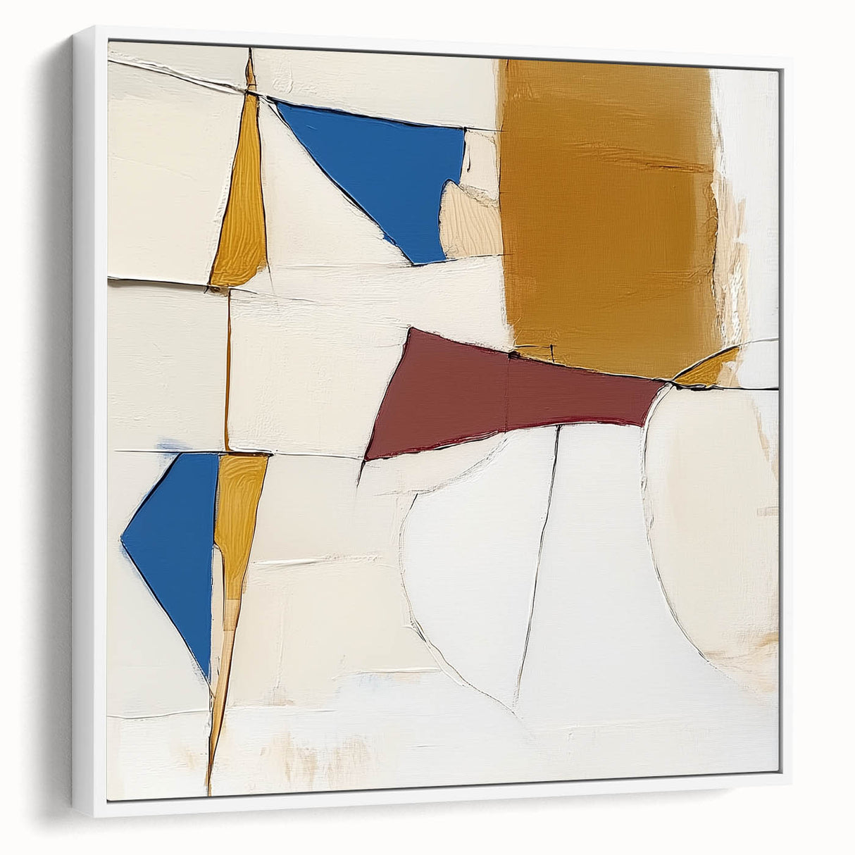Colorful Abstract Wall Art – Geometric Canvas in Blue & Mustard