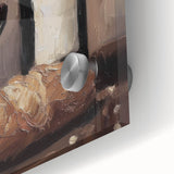 Large abstract wall art in mid-century modernist style, featuring vibrant colors on acrylic glass.