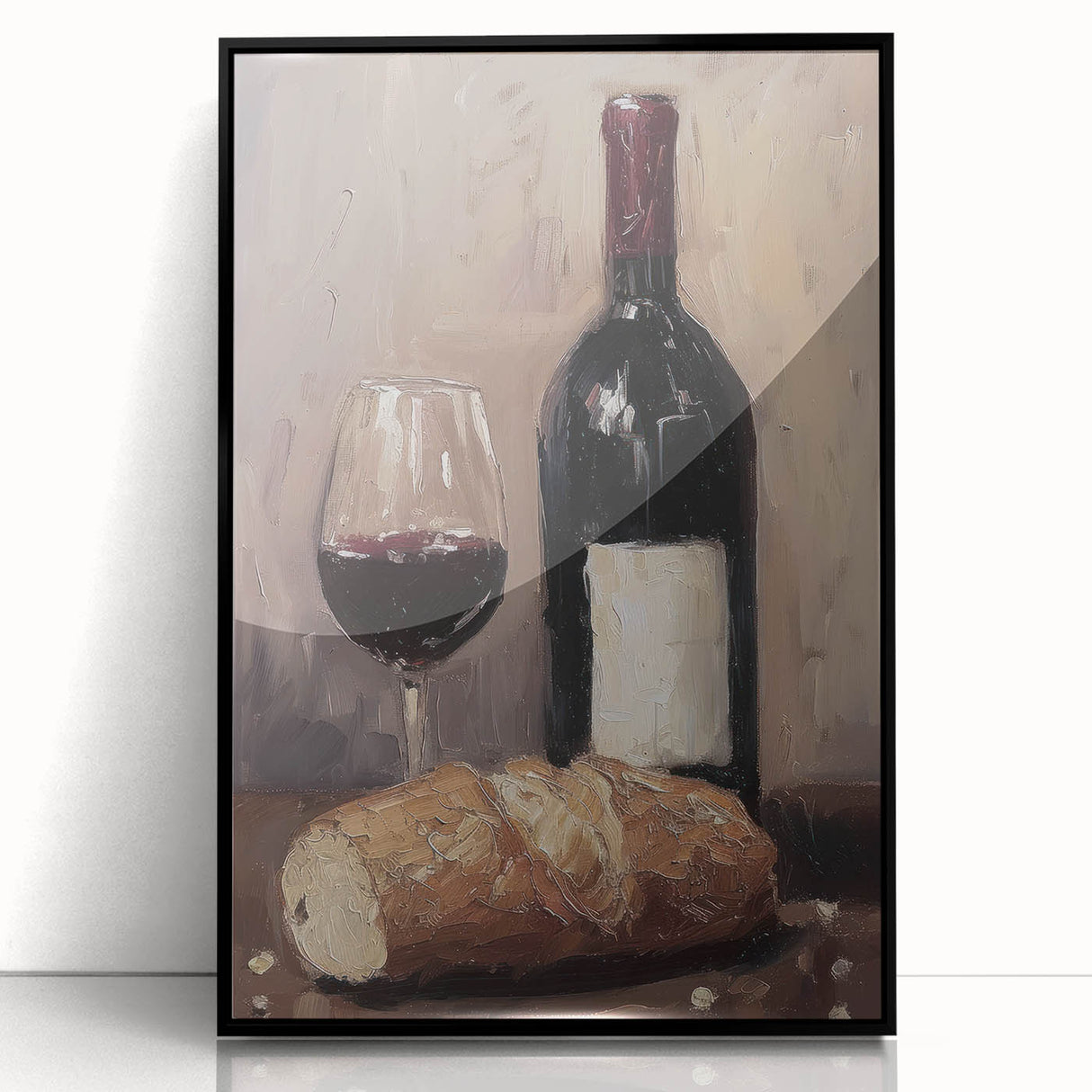 Large abstract wall art featuring mid-century modernist style in vibrant colors on a framed acrylic.
