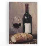 Black and white stretched canvas featuring assorted culinary items, ideal for kitchen wall art.