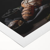 Art deco poster featuring assorted fruits in vibrant colors on rolled canvas, suitable for dining room wall art.