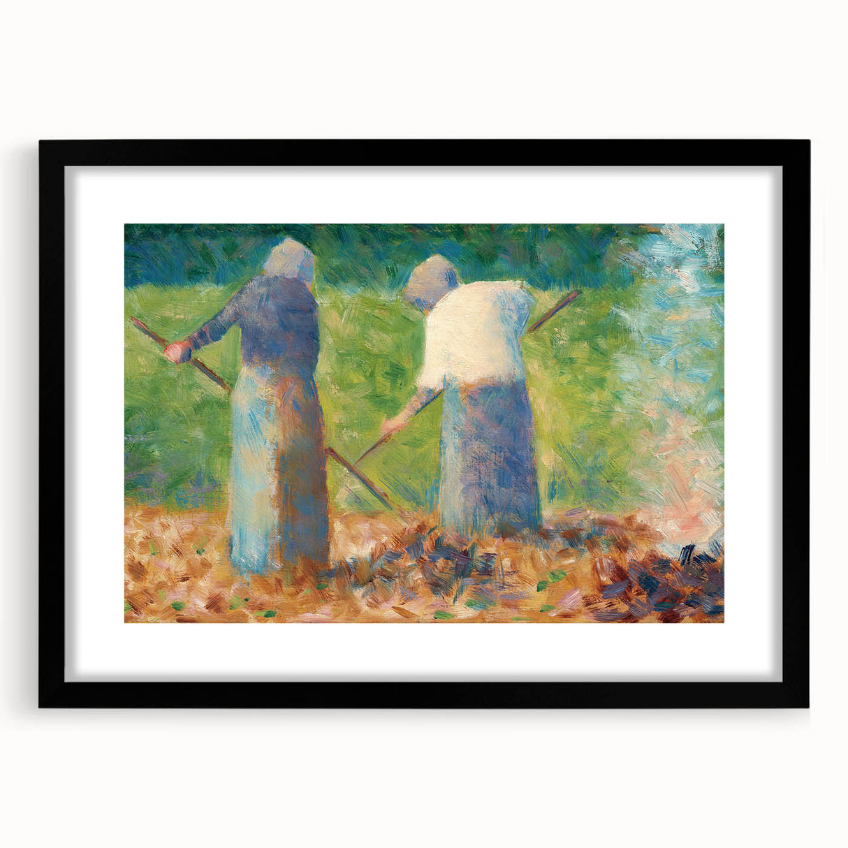 Impressionist Farm Life Wall Art - Seurat Inspired Haymakers Print