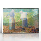 Impressionist Farm Life Wall Art - Seurat Inspired Haymakers Print