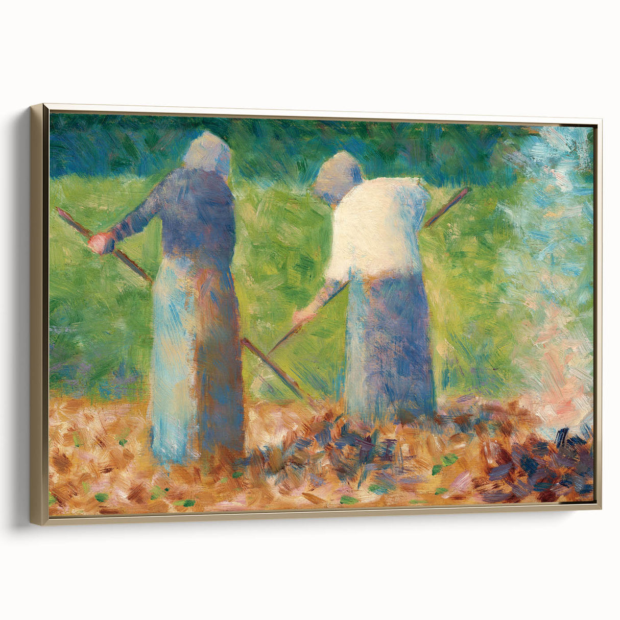Impressionist Farm Life Wall Art - Seurat Inspired Haymakers Print