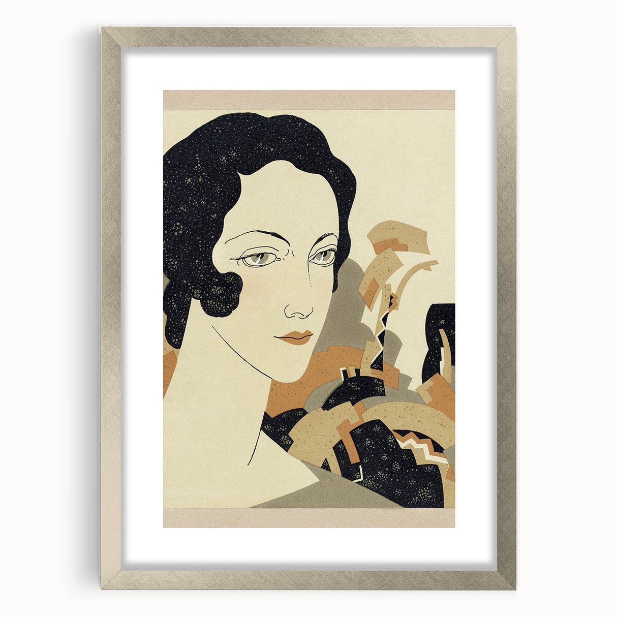 Art Deco Woman’s Portrait - Stylish Modern Wall Art in Neutral Tones