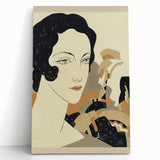 Art Deco Woman’s Portrait - Stylish Modern Wall Art in Neutral Tones