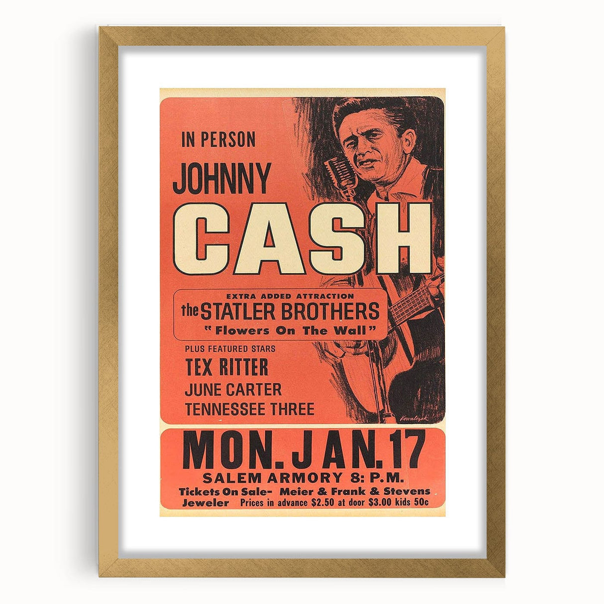 Johnny Cash Retro Wall Art Vintage Prints Country Music Poster
