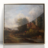 Rustic Realism Art Print of Countryside Cottage and Farm Landscape