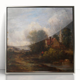 Rustic Realism Art Print of Countryside Cottage and Farm Landscape