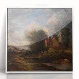 Rustic Realism Art Print of Countryside Cottage and Farm Landscape