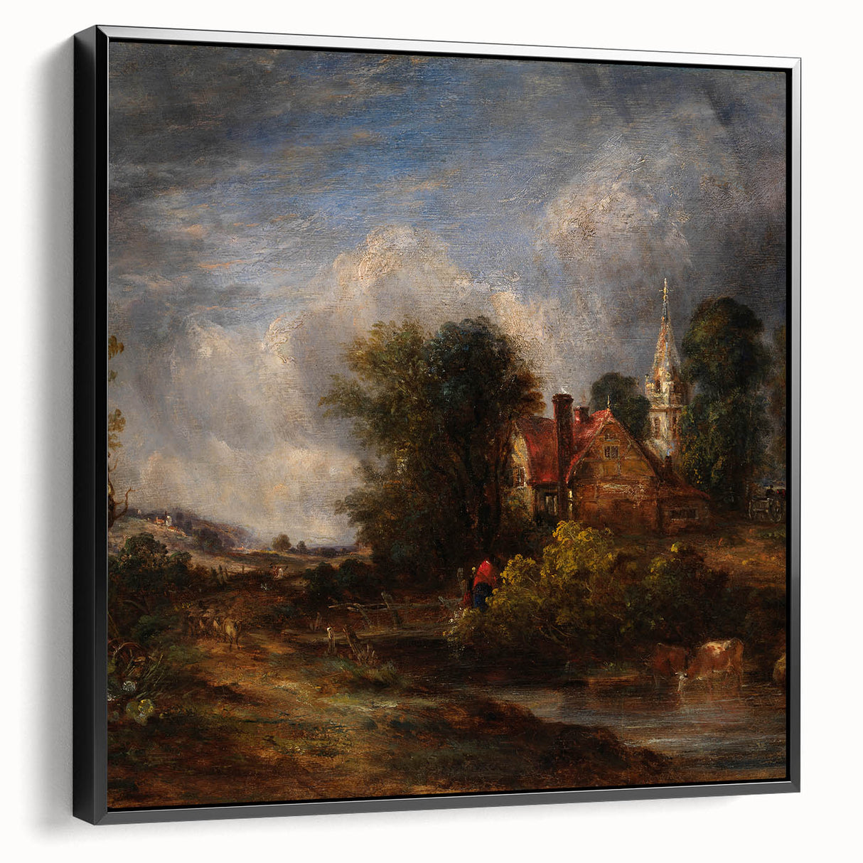 Rustic Realism Art Print of Countryside Cottage and Farm Landscape