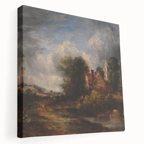 Rustic Realism Art Print of Countryside Cottage and Farm Landscape