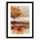 Extra large abstract art print featuring vibrant autumn hues on a textured canvas, ideal for living room decor.
