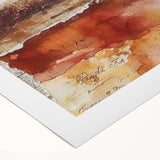 Art deco poster featuring autumnal trees in orange and brown tones on rolled canvas, suitable for dining room decor.