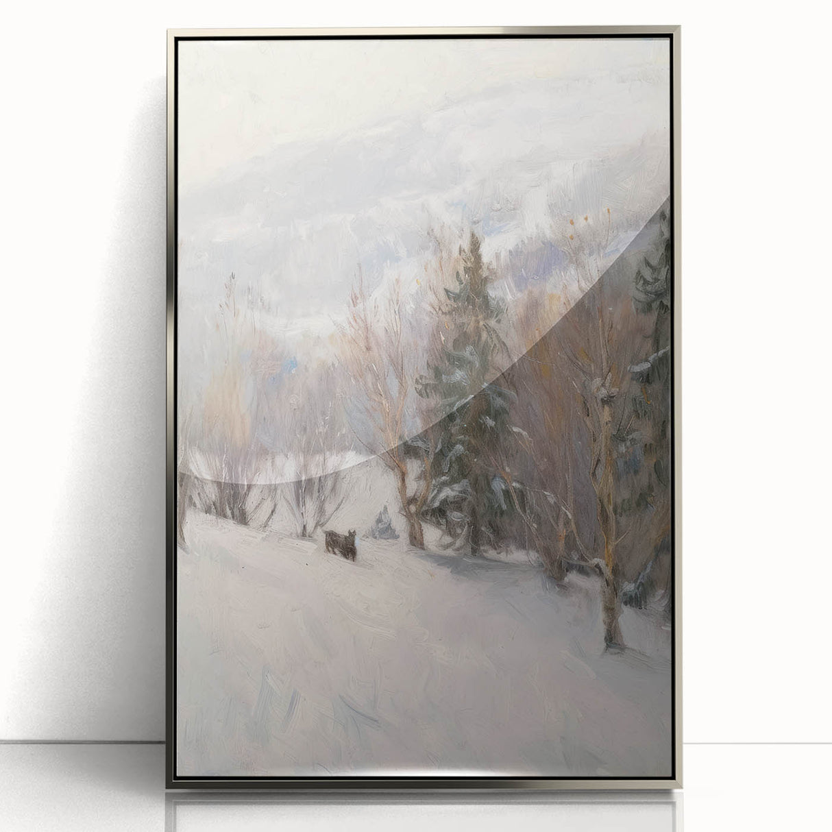 Framed acrylic artwork showcasing abstract floral design in vibrant colors, set in a sleek silver frame, perfect for modern home decor or office spaces.