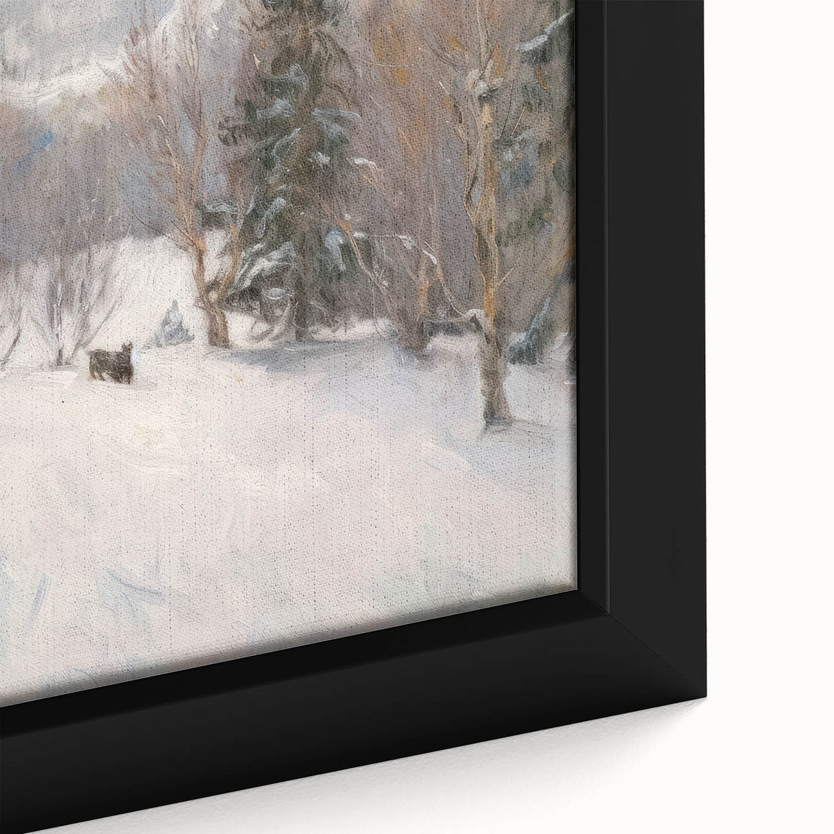 Close-up of a vibrant framed canvas featuring abstract floral artwork in rich colors, showcasing intricate details and textures, perfect for home decor.