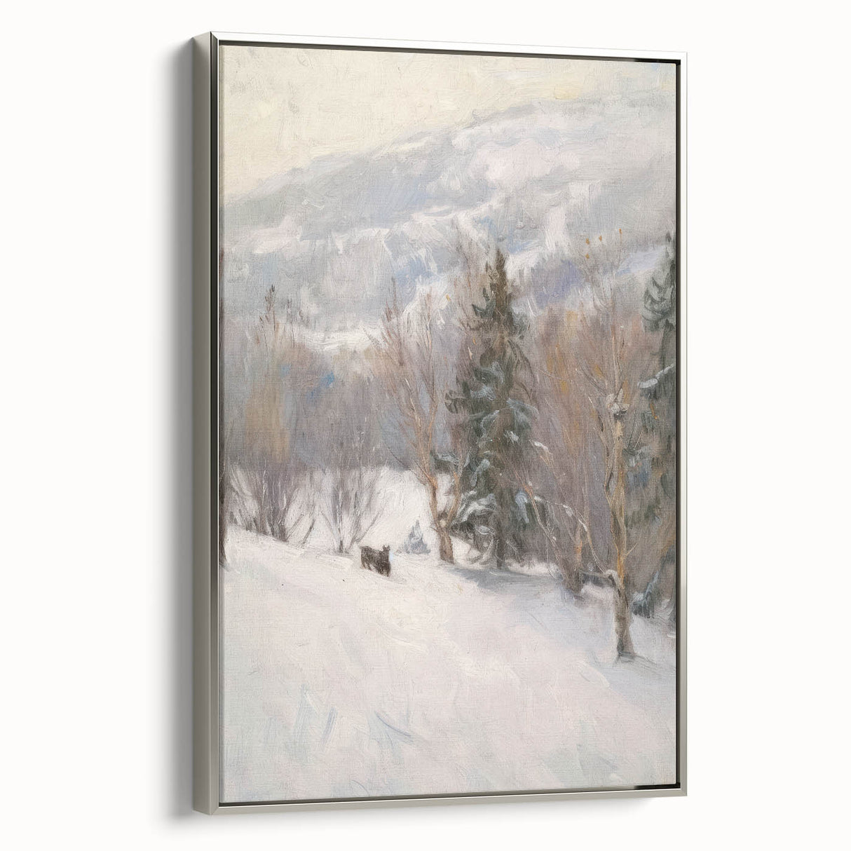 Framed canvas artwork showcasing abstract floral designs in vibrant colors, with a sleek silver frame, perfect for modern home decor and artistic displays.