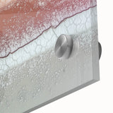 Abstract landscape artwork captured in a close-up view, showcasing vibrant colors and fluid shapes on acrylic glass, ideal for modern home decor.