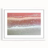 Abstract landscape artwork framed in white matting, showcasing vibrant colors and fluid shapes, ideal for modern home decor and artistic displays.