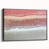 Framed canvas artwork showcasing an abstract landscape design in shades of blue and green, presented with a sleek black frame, ideal for modern decor.