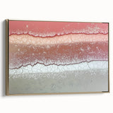 Abstract landscape framed canvas artwork showcasing a vibrant gold and earthy color palette, elegantly displayed from a side view, perfect for modern home decor.