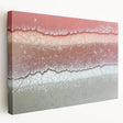 Abstract landscape stretched canvas art showcasing vibrant colors and dynamic shapes, ideal for modern home decor. Side view highlights the textured finish and sturdy framing, enhancing aesthetic appeal in any setting.