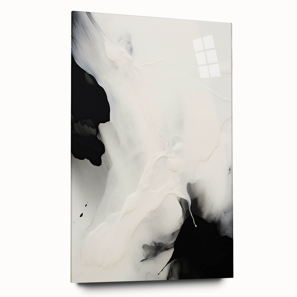 Abstract minimalist wall art design displayed in a sleek acrylic frame, showcasing soft color gradients and geometric shapes, ideal for modern decor.