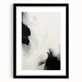 Abstract minimalist wall art framed with a mat, showcasing a sleek black design that enhances modern decor. Perfect for stylish home or office interiors.
