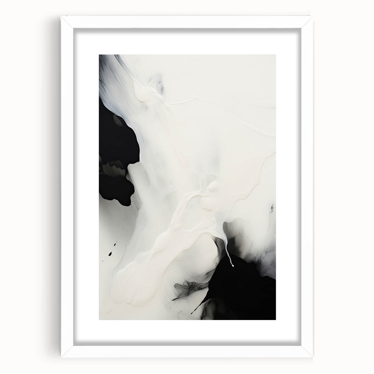 Abstract minimalist wall art framed in white, featuring subtle geometric patterns and a clean aesthetic, ideal for modern home decor. Perfect for enhancing contemporary living spaces with a touch of elegance.